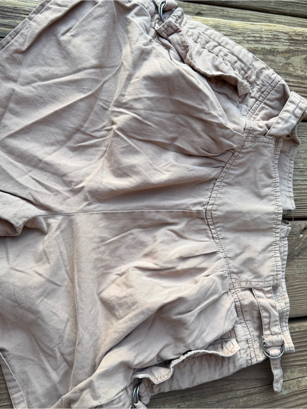 French Connection Size 8 Khaki Paperbag Waist Shorts 100% Cotton